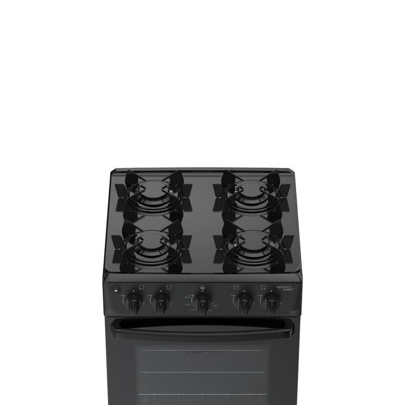 Fogão de Piso 4 Bocas a Gás Atlas Mônaco Lustro Mesa Esmaltada Automático Preto Bivolt