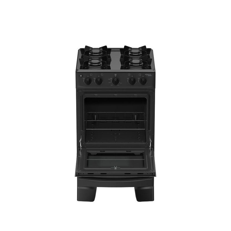 Fogão de Piso 4 Bocas a Gás Atlas Mônaco Lustro Mesa Esmaltada Automático Preto Bivolt