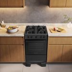 Fogão de Piso 4 Bocas a Gás Atlas Mônaco Lustro Mesa Esmaltada Automático Preto Bivolt