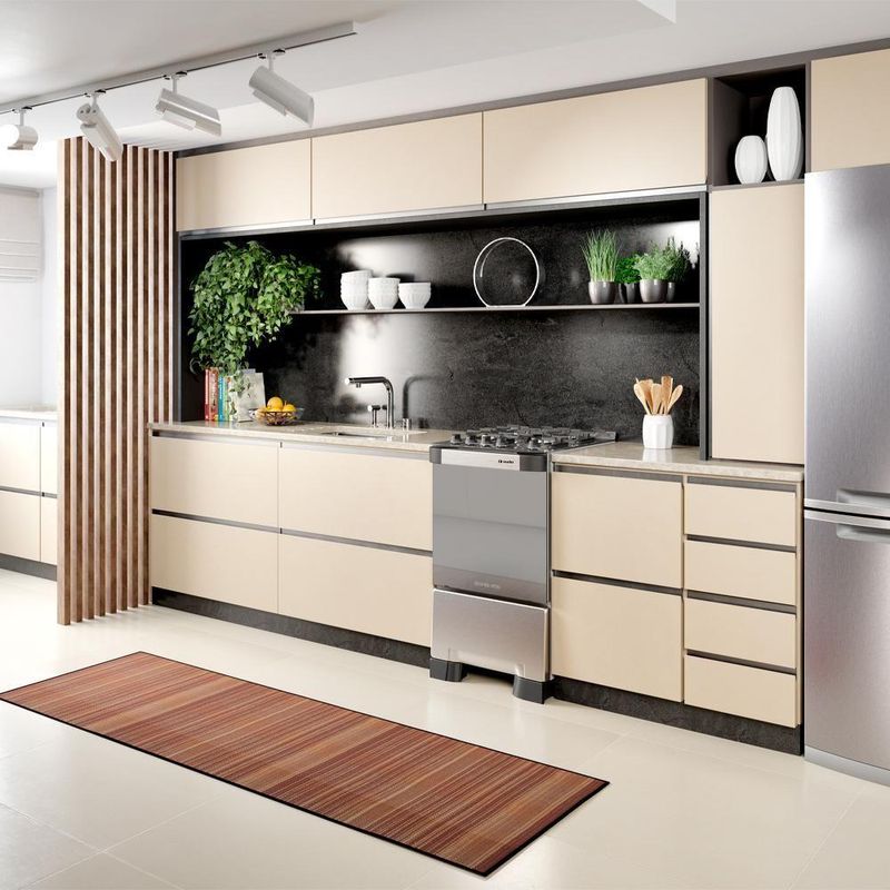 Fogão de Piso 4 Bocas a Gás Mueller Decorato 4B Vetro Inox Mesa de Vidro Temperado Inox Bivolt