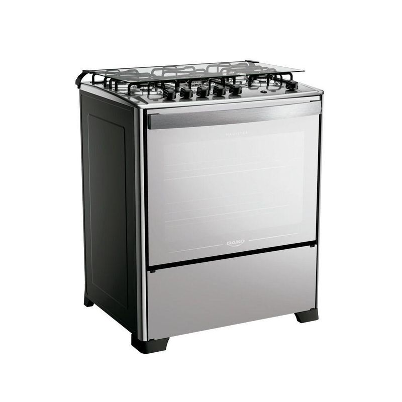 Fogão de Piso 5 Bocas a Gás Dako Magister Style Mesa de Inox Espelhado Bivolt