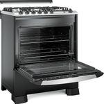 Fogão de Piso 5 Bocas a Gás Mueller Decorato Gourmet Mesa Inox Automático Preto Fosco Bivolt