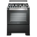 Fogão de Piso 5 Bocas a Gás Mueller Decorato Gourmet Mesa Inox Automático Preto Fosco Bivolt
