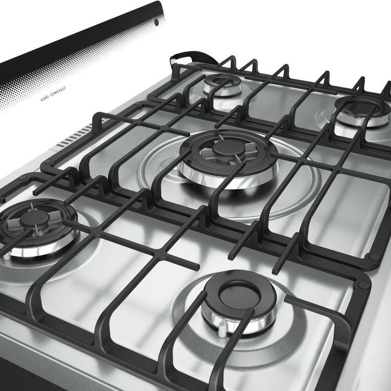 Fogão de Piso 5 Bocas a Gás Mueller Decorato Gourmet Mesa Inox Automático Preto Fosco Bivolt