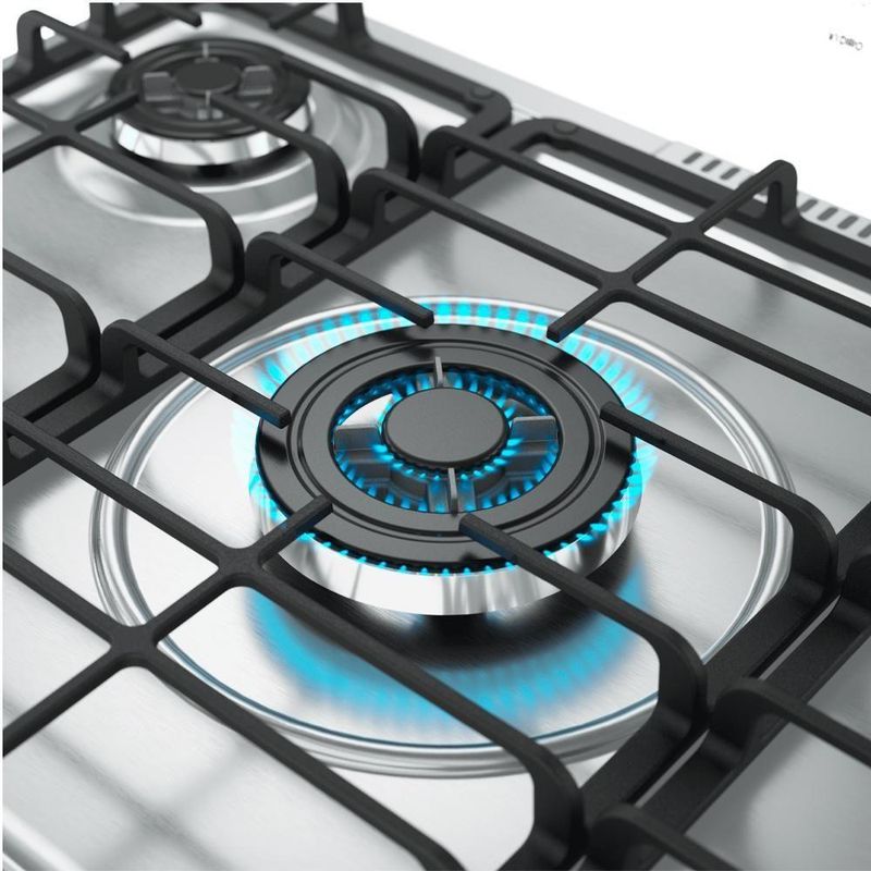 Fogão de Piso 5 Bocas a Gás Mueller Decorato Gourmet Mesa Inox Automático Preto Fosco Bivolt