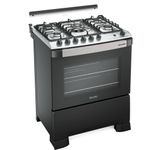 Fogão de Piso 5 Bocas a Gás Mueller Decorato Gourmet Mesa Inox Automático Preto Fosco Bivolt