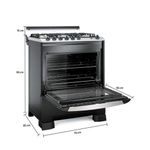 Fogão de Piso 5 Bocas a Gás Mueller Decorato Gourmet Mesa Inox Automático Preto Fosco Bivolt