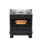 Fogão 5 Bocas Atlas Mônaco Plus Automático Mesa Inox Preto Bivolt