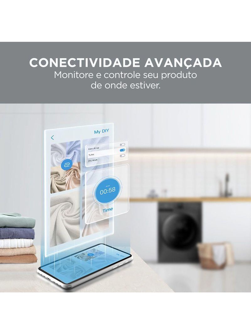 Lava e Seca 11kg Titanium Slim Healthguard Conectada Midea MF201D110WB/GK-02 - 220V