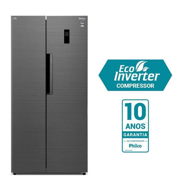 Geladeira 460L Philco Inverter Side By Side Inox PRF46C 110V