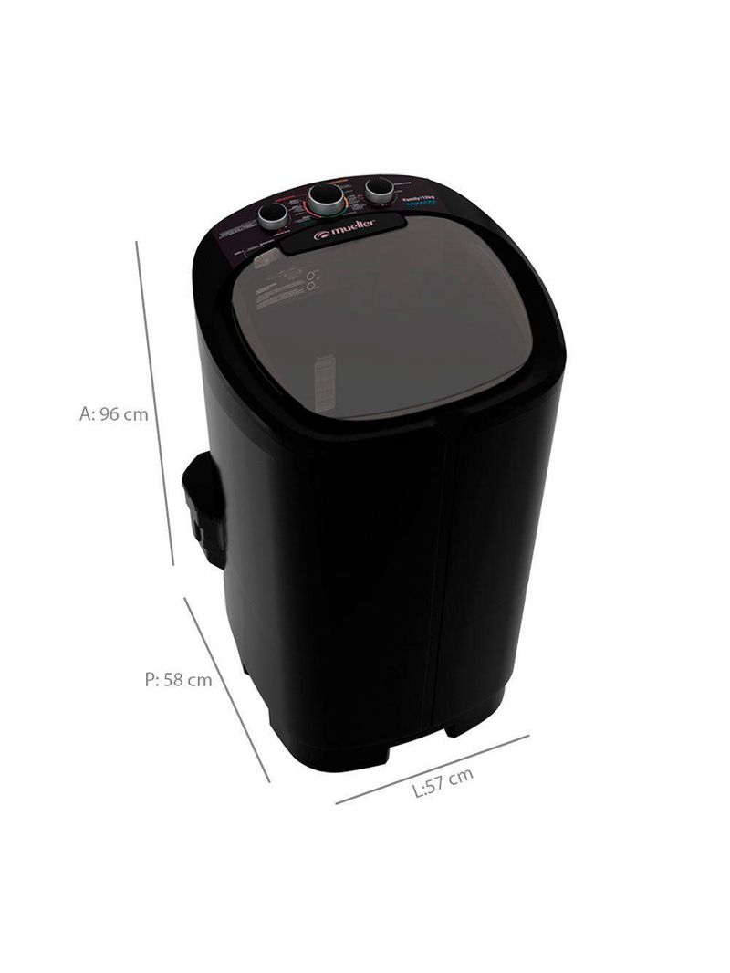 Máquina De Lavar Family Aquatec 12kg Semiautomática Mueller Preto 220V