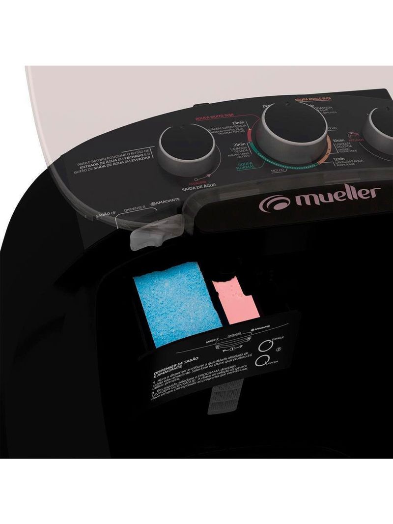 Máquina De Lavar Family Aquatec 12kg Semiautomática Mueller Preto 220V