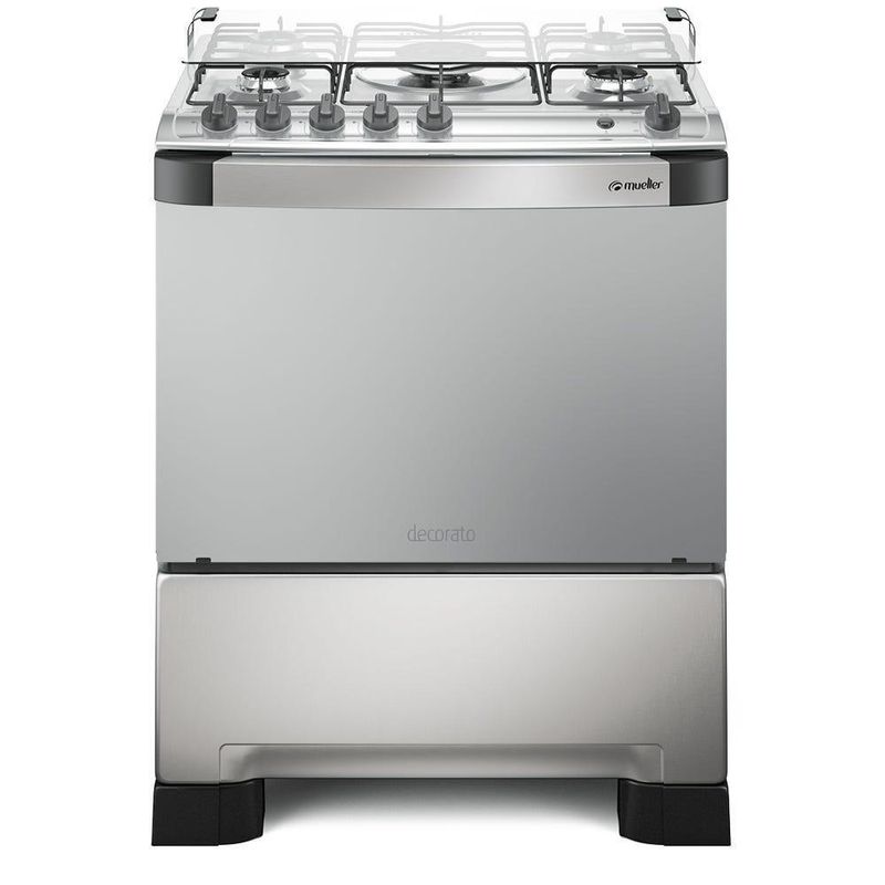 Fogão de Piso 5 Bocas a Gás Mueller Decorato Mesa Inox Bivolt
