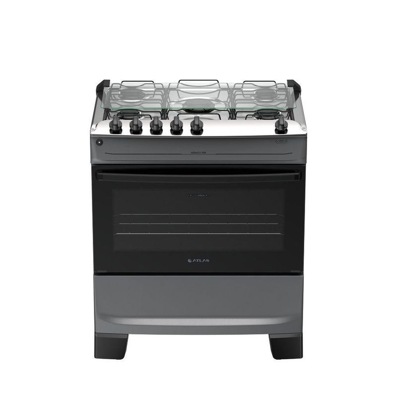 Fogão 5 Bocas Atlas Mônaco Top Automático Mesa Inox Titanium Bivolt