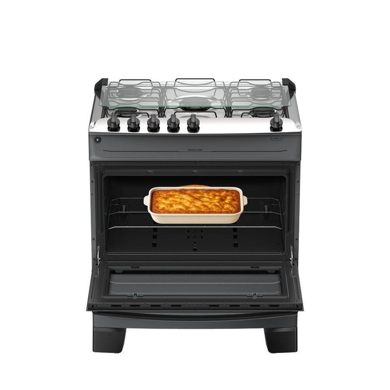 Fogão 5 Bocas Atlas Mônaco Top Automático Mesa Inox Titanium Bivolt