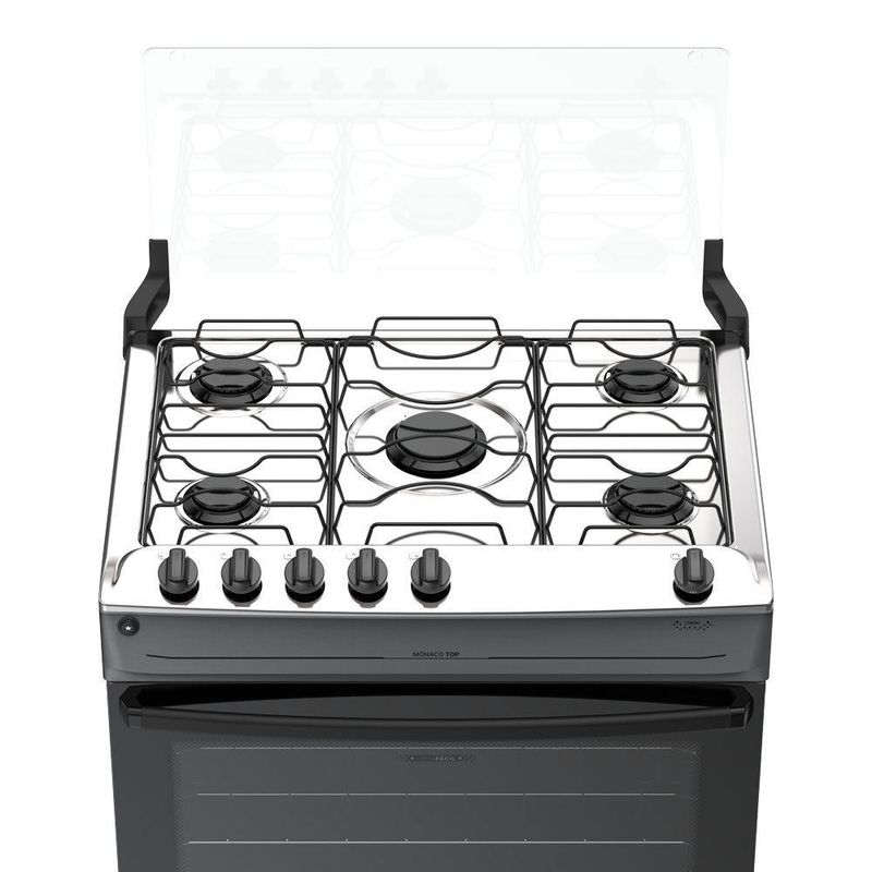 Fogão 5 Bocas Atlas Mônaco Top Automático Mesa Inox Titanium Bivolt