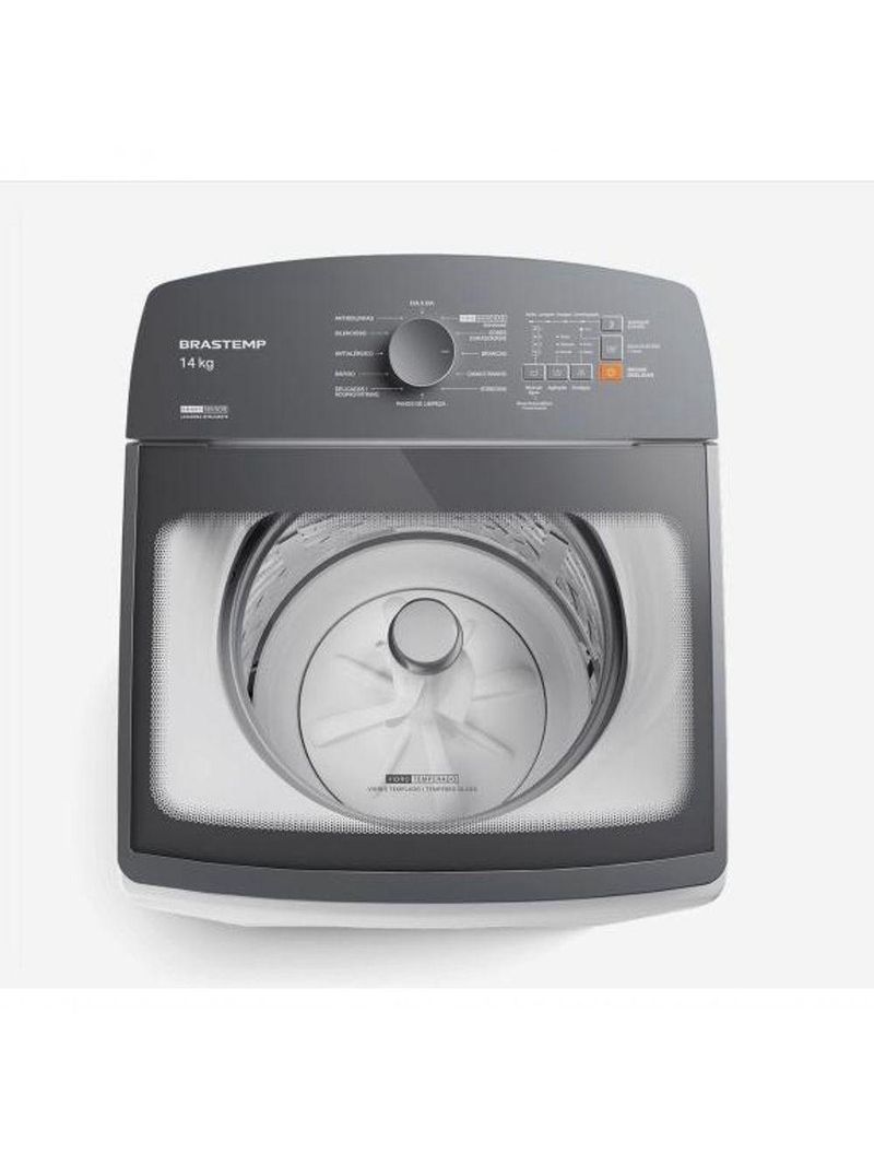 Máquina De Lavar 14kg Brastemp Br Com Smart Sensor E Design Compacto - BWF14AB Cinza E Branco 110V