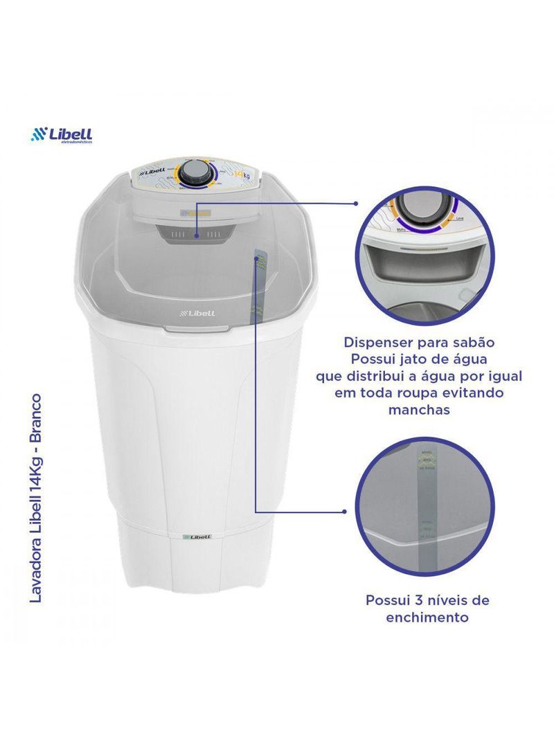 Lavadora De Roupas 14kg Branca Libell 110V