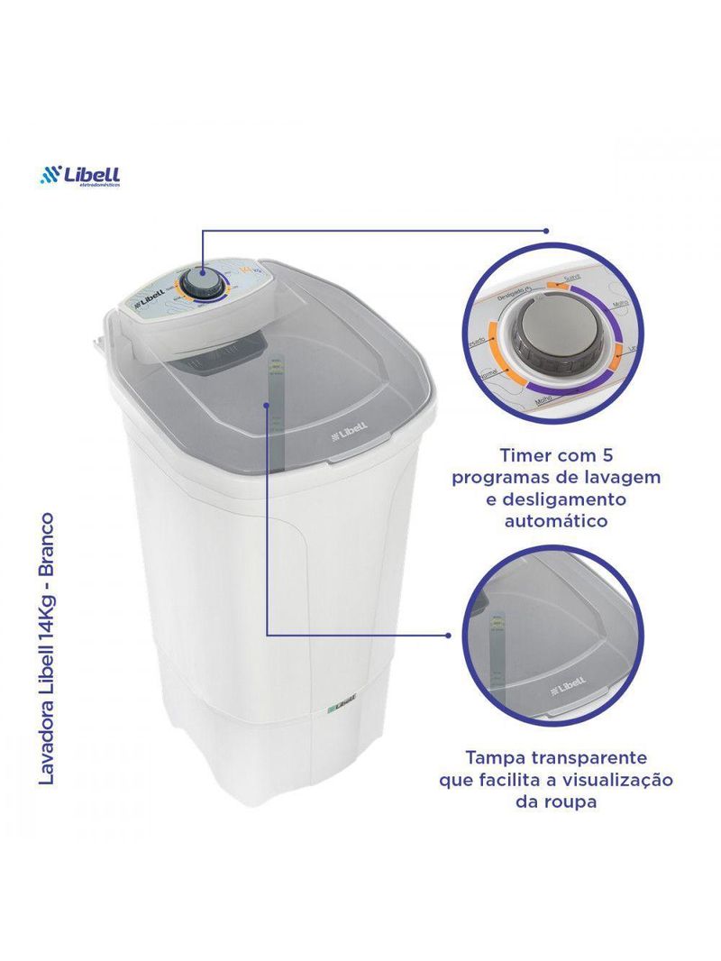 Lavadora De Roupas 14kg Branca Libell 110V