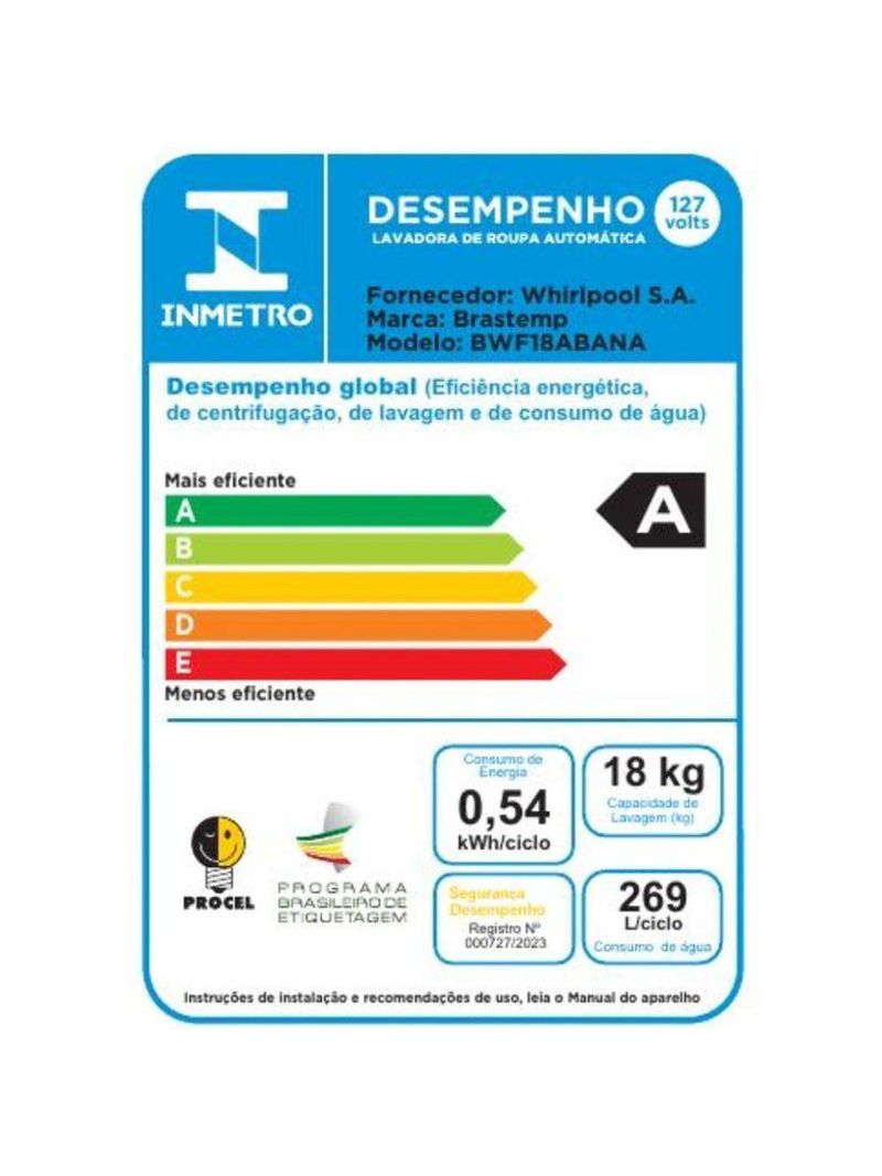 Máquina De Lavar 18kg Cesto Inox Painel Digital Brastemp Branco 110V