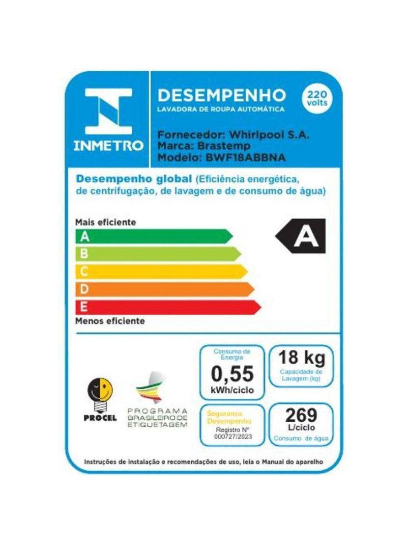 Máquina De Lavar 18kg Cesto Inox Painel Digital Brastemp Branco 110V