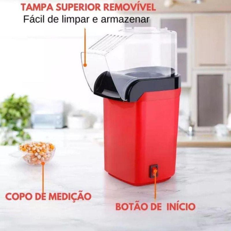 Pipoqueira Elétrica sem Óleo Zonne Vintage Vermelha 110V para Pipoca Crocante