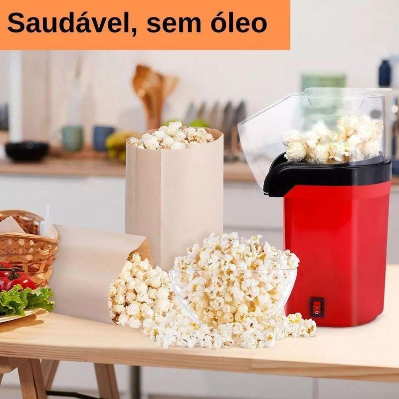 Pipoqueira Elétrica sem Óleo Zonne Vintage Vermelha 110V para Pipoca Crocante