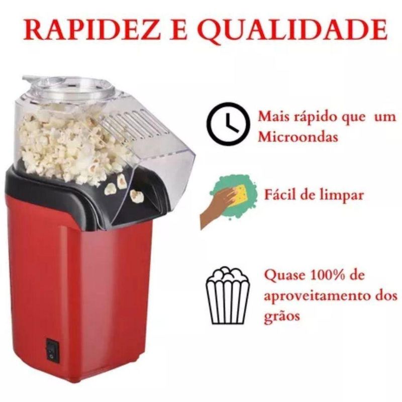 Pipoqueira Elétrica sem Óleo Zonne Vintage Vermelha 110V para Pipoca Crocante