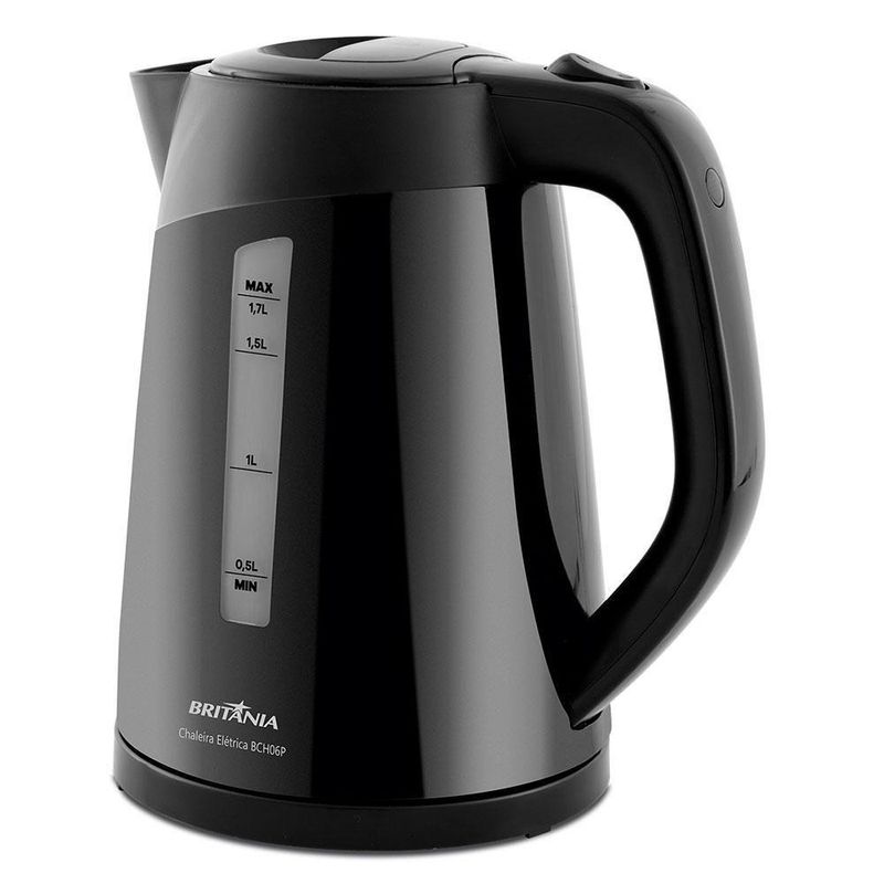 Chaleira Elétrica Britânia BCH06P 1,7L Preto com Base 360° e Desligamento Automático Bivolt