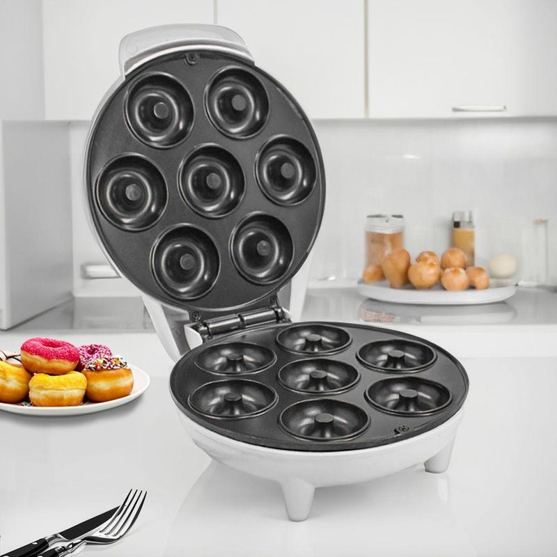 Máquina de Fazer Donuts Donut Rosquinha Mini Antiaderente 1200W 110V Preto Shopmix