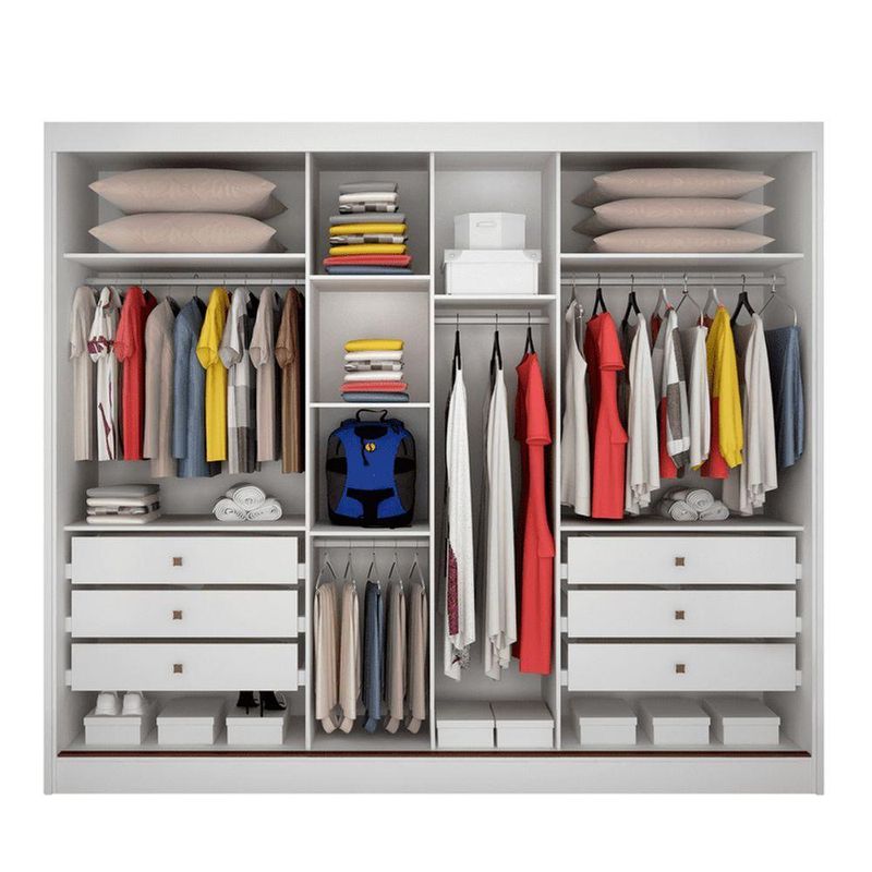 Guarda Roupa Casal Espelhado 6 Gavetas - Sollo-branco - Móveis Horizonte
