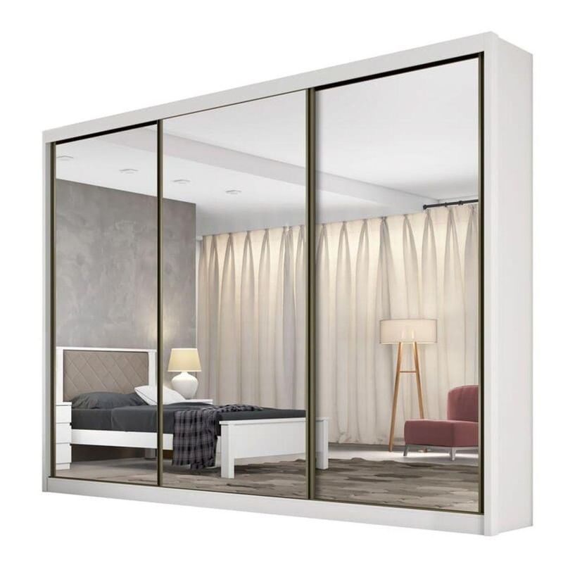 Guarda Roupa Casal Espelhado 6 Gavetas - Sollo-branco - Móveis Horizonte