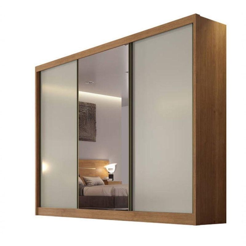 Guarda Roupa Casal Com Espelho 3 Portas 6 Gavetas - Sollo-cumaru Off White - Móveis Horizonte