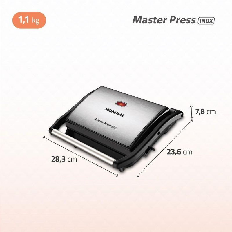 Master Press Inox Mondial Preto 1000W PG-01-CL 110V