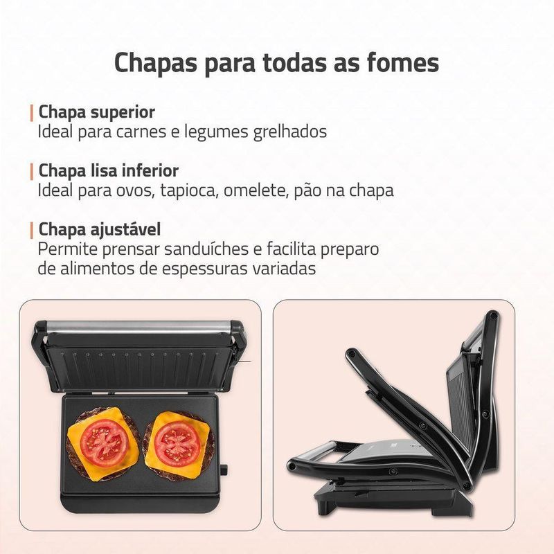 Master Press Inox Mondial Preto 1000W PG-01-CL 110V