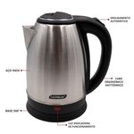Chaleira Elétrica Bigsul 1500W 1,8L Aço Inox Escovado Inox Tpc 220V
