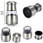 Mini Moedor Manual Pimenta Ou Sal Em Aço Inox E Acrilico - Elegância E Praticidade