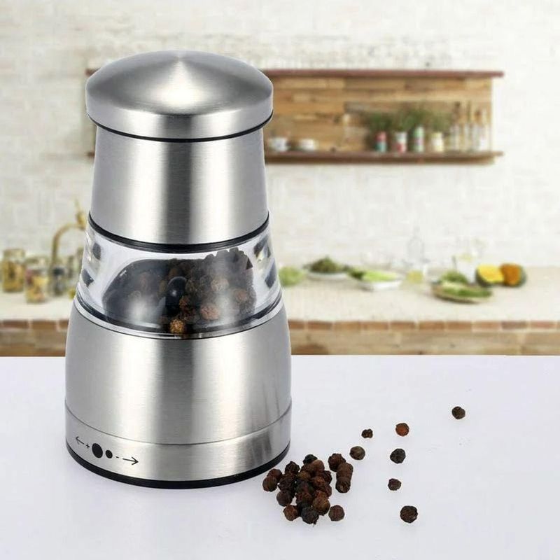 Mini Moedor Manual Pimenta Ou Sal Em Aço Inox E Acrilico - Elegância E Praticidade