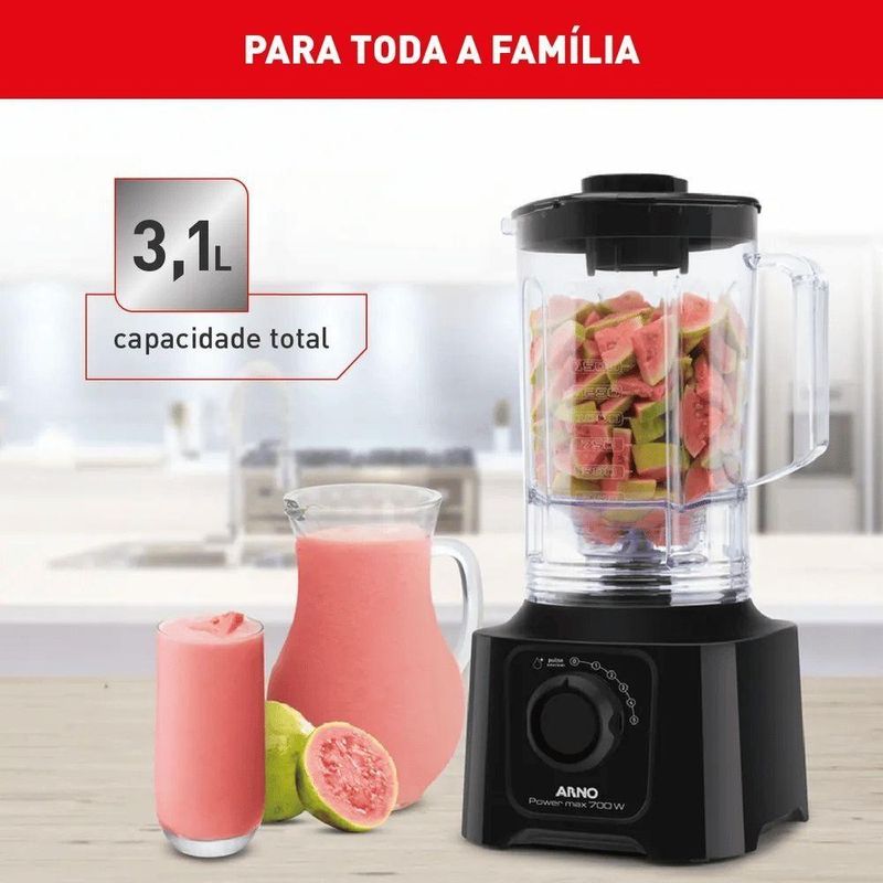 Liquidificador Arno Power Max LN50 700W 3,1L 5 Velocidades Preto 110V