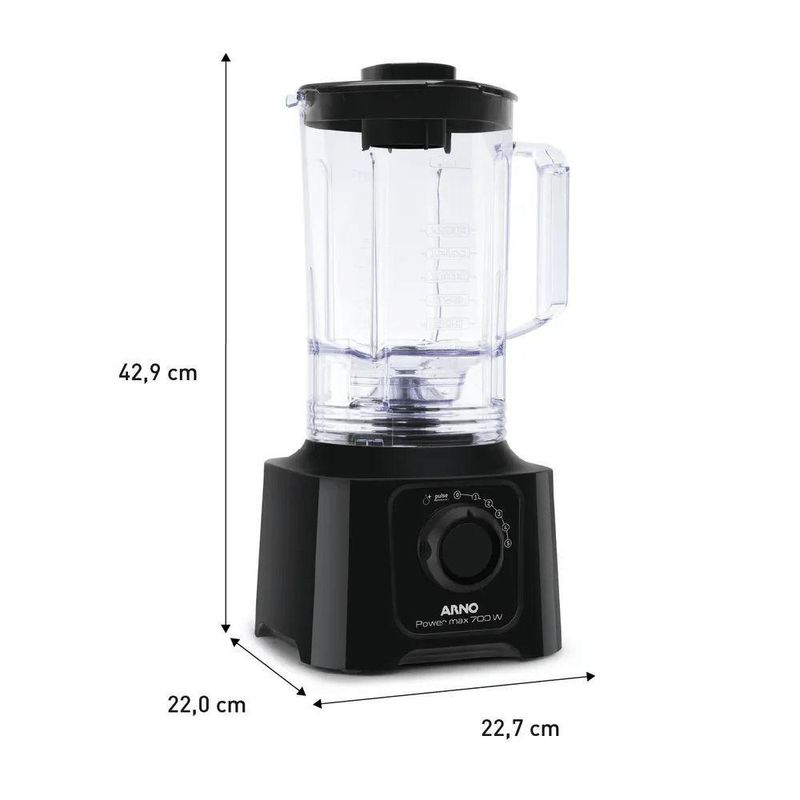 Liquidificador Arno Power Max LN50 700W 3,1L 5 Velocidades Preto 110V