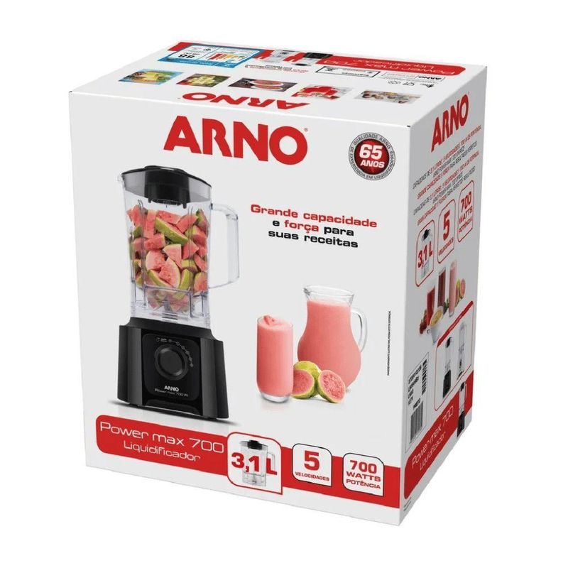 Liquidificador Arno Power Max LN50 700W 3,1L 5 Velocidades Preto 110V