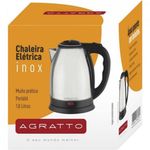 Chaleira Elétrica Agratto CE02 1500W 1,8L em Aço Inox Prata 220V