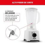 Liquidificador Arno Power Mix 550W 2L com 4 Lâminas Zelkrom e 3 Velocidades Branco 110V