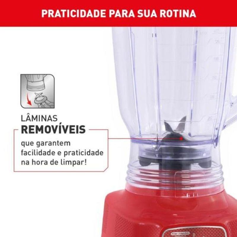 Liquidificador Arno Power Mix 700W 2,5L com 15 Velocidades Vermelho 110V