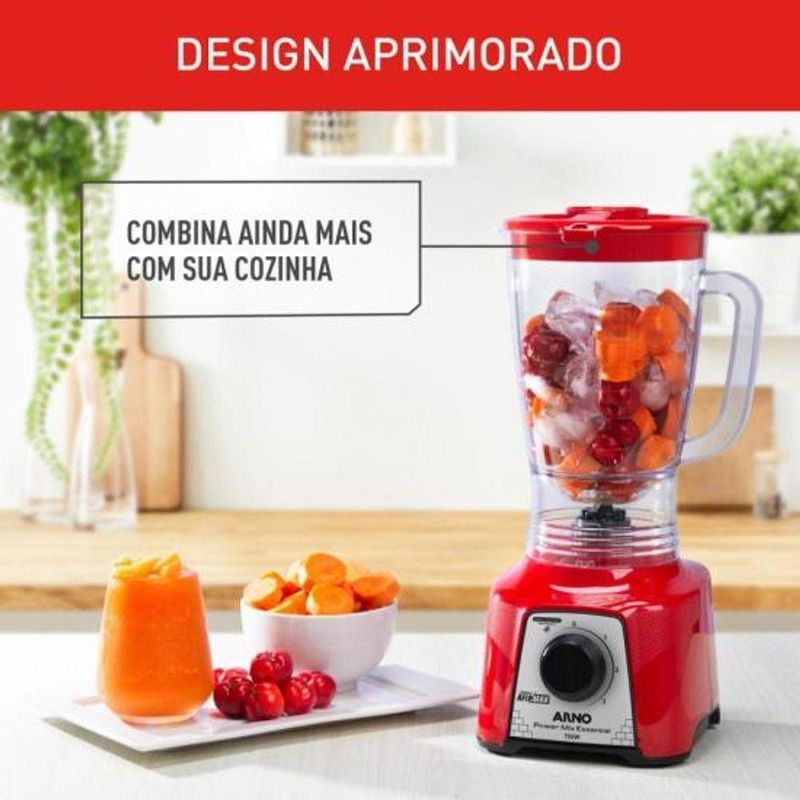 Liquidificador Arno Power Mix Essential 700W 2,4L Lâminas AFIAMAX Vermelho 220V