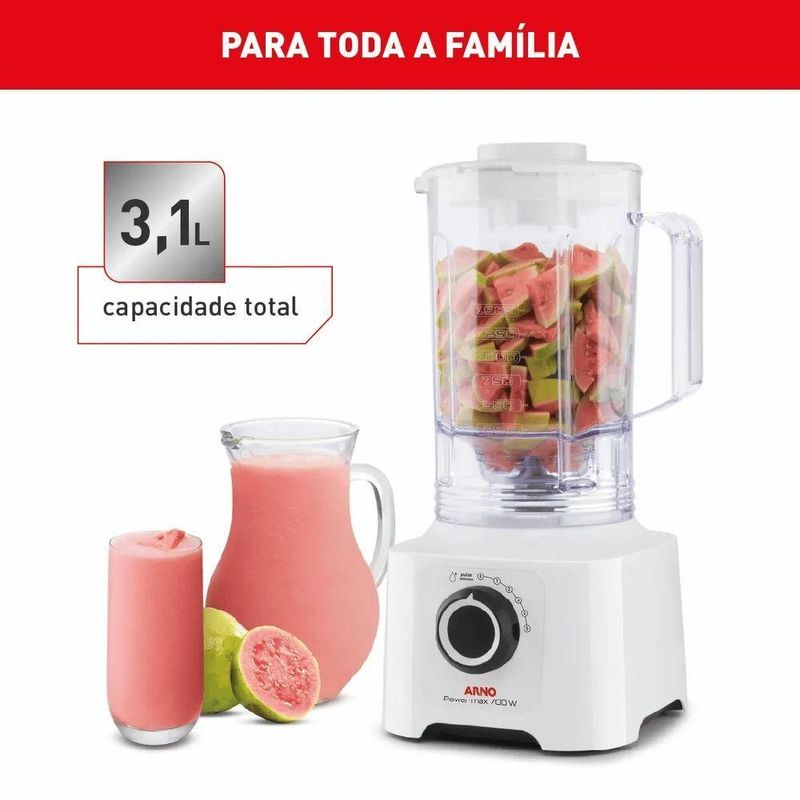 Liquidificador Arno Power Max LN51 700W 3,1L 4 Lâminas Powelix Branco 220V