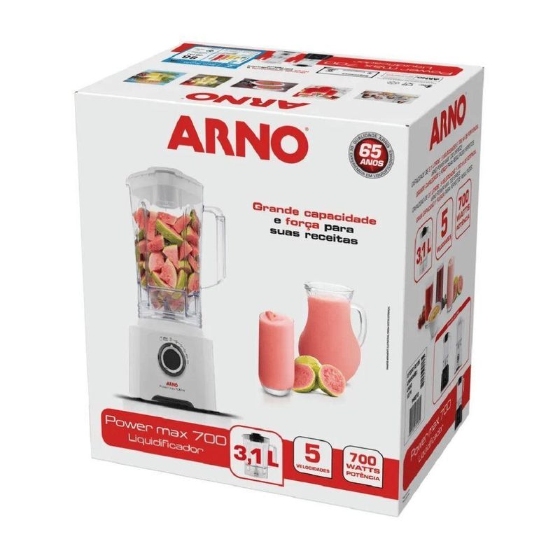 Liquidificador Arno Power Max LN51 700W 3,1L 4 Lâminas Powelix Branco 220V