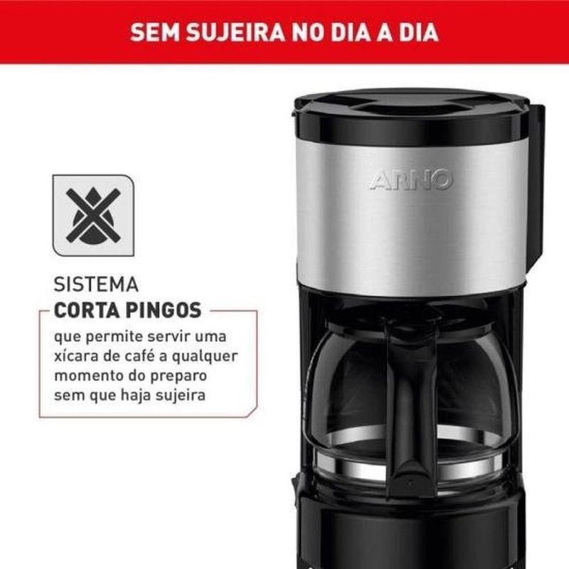 Cafeteira Elétrica para Preparo de Café Arno Perfectta Inox em Aço com 15 Xícaras Inox 110V
