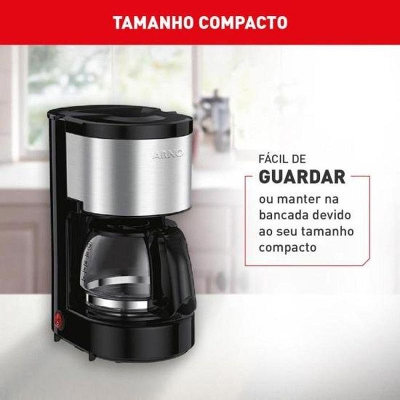 Cafeteira Elétrica para Preparo de Café Arno Perfectta Inox em Aço com 15 Xícaras Inox 110V