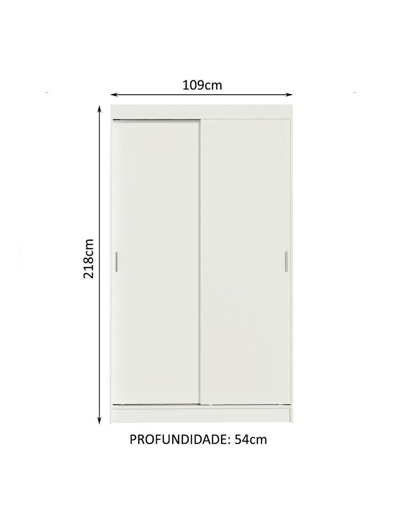 Guarda-roupa solteiro madesa tokio 2 portas de correr 2 gavetas - branco